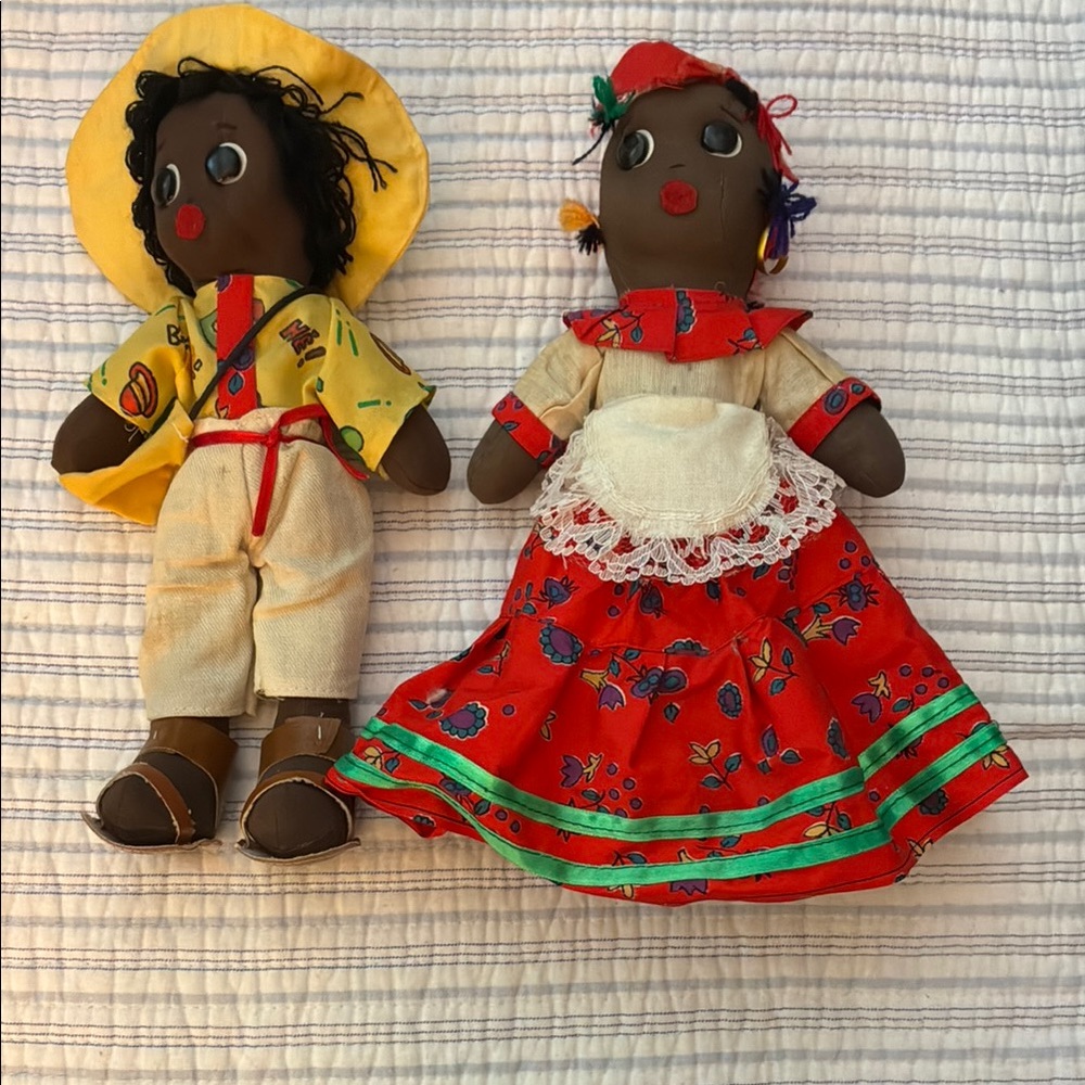 Vibrant Handmade Doll Pair Island